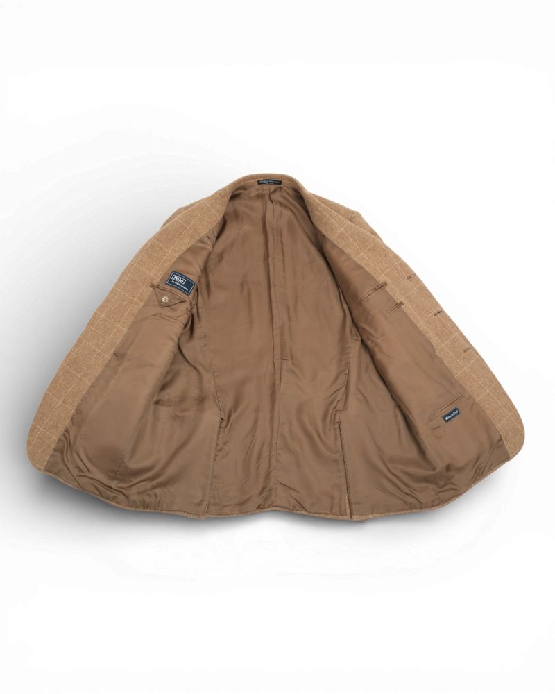 Beige Virgin Wool Windowpane Sports Jacket