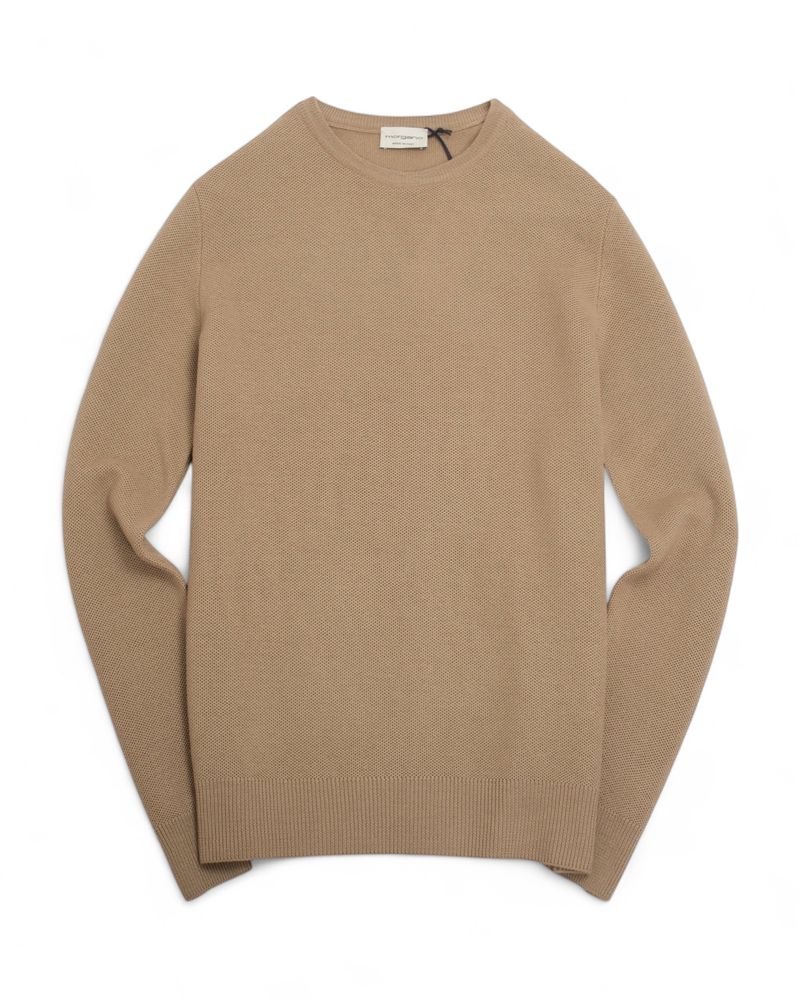 Beige Honeycomb Merino Crewneck