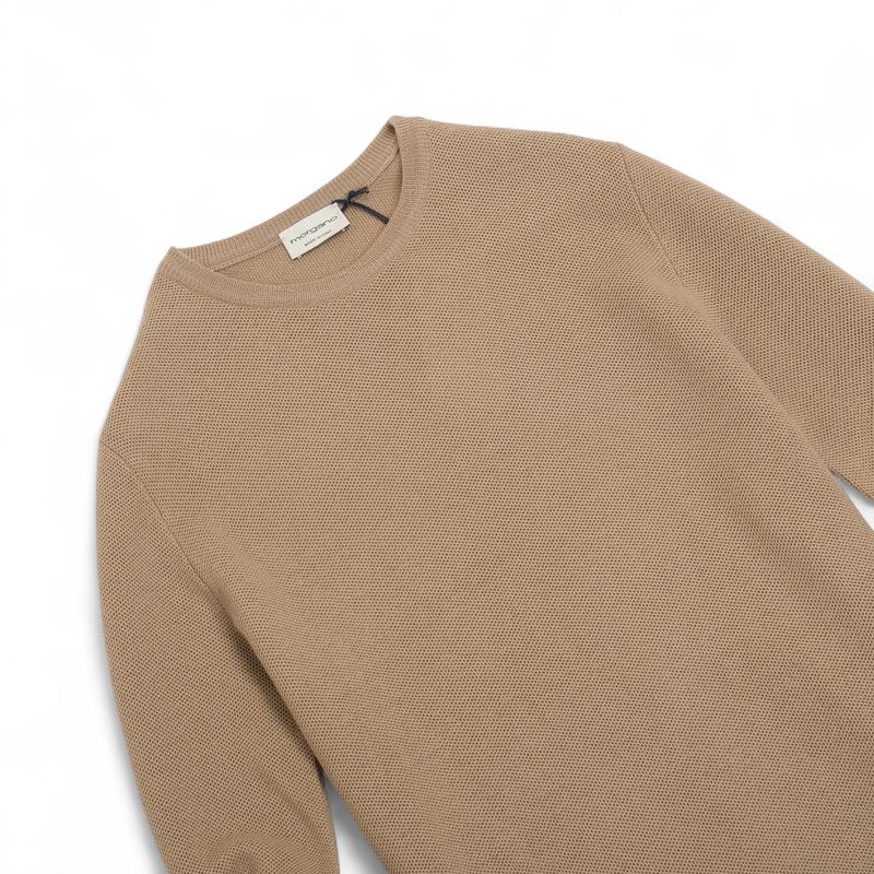 Beige Honeycomb Merino Crewneck