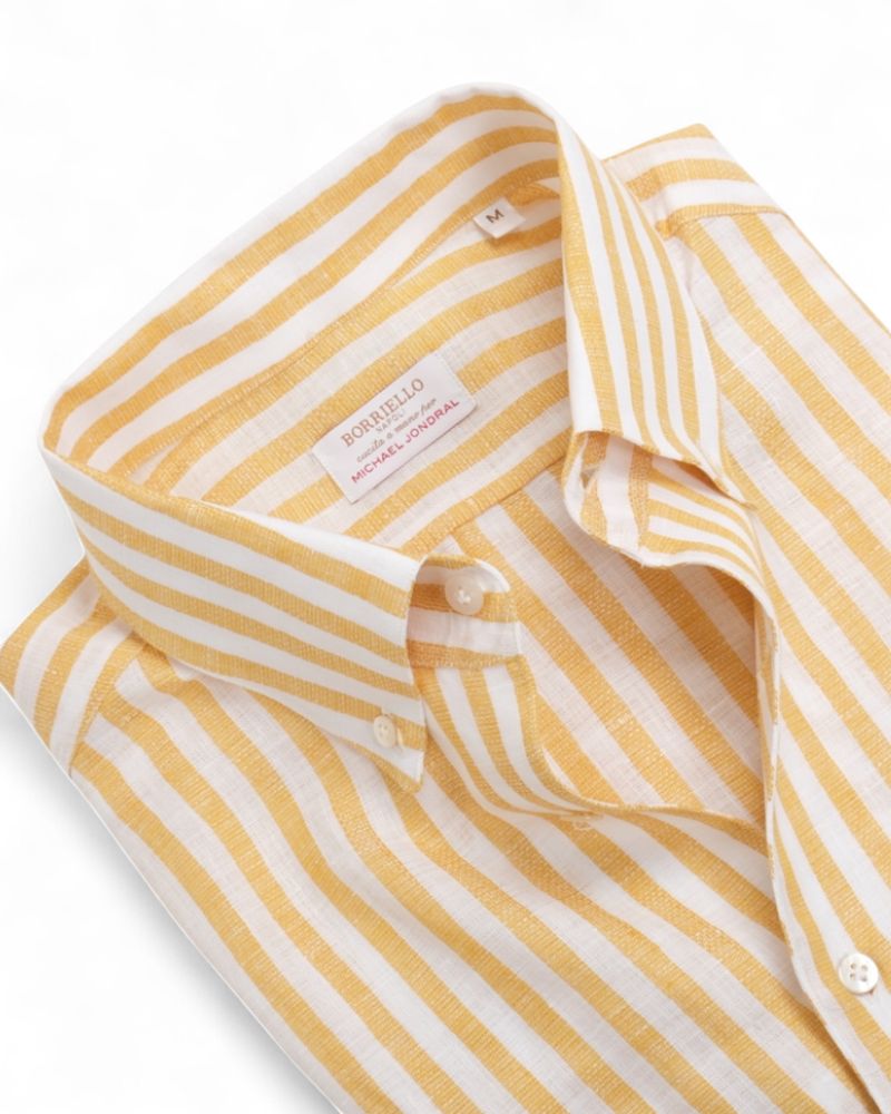 Yellow Striped BD. One-piece Collar Shirt