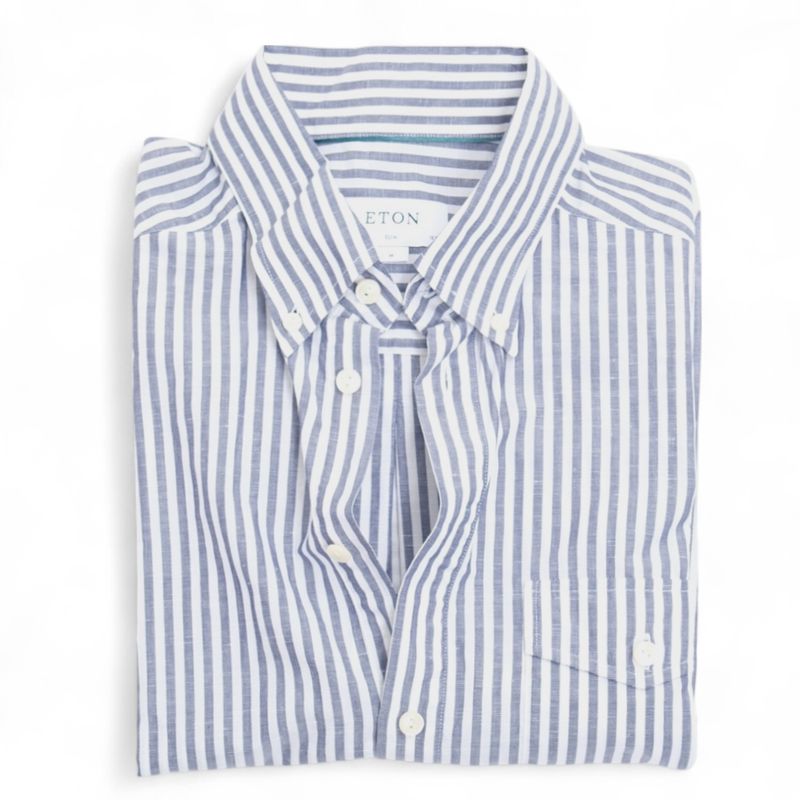 Blue/White Striped BD. Short Sleeve Shirt