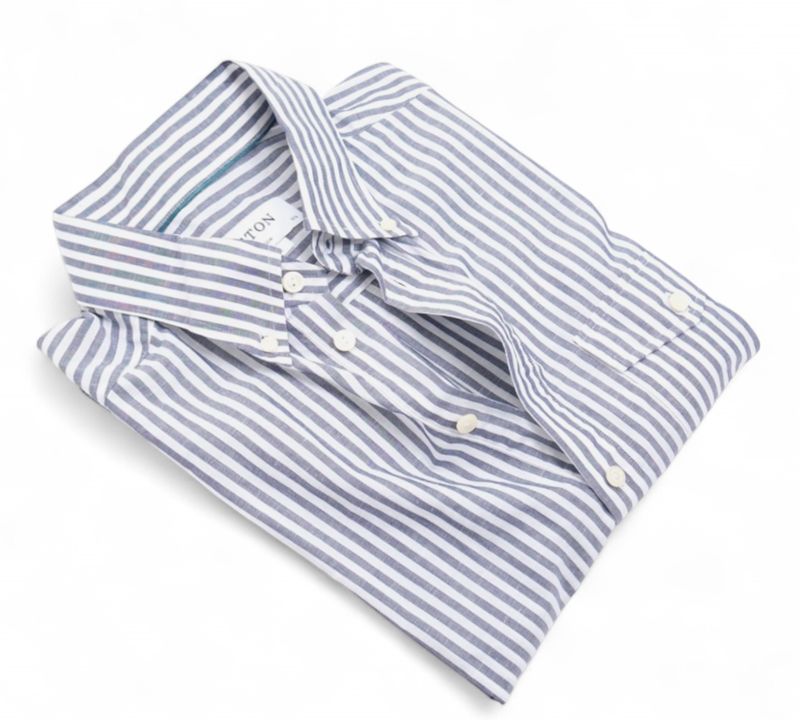 Blue/White Striped BD. Short Sleeve Shirt