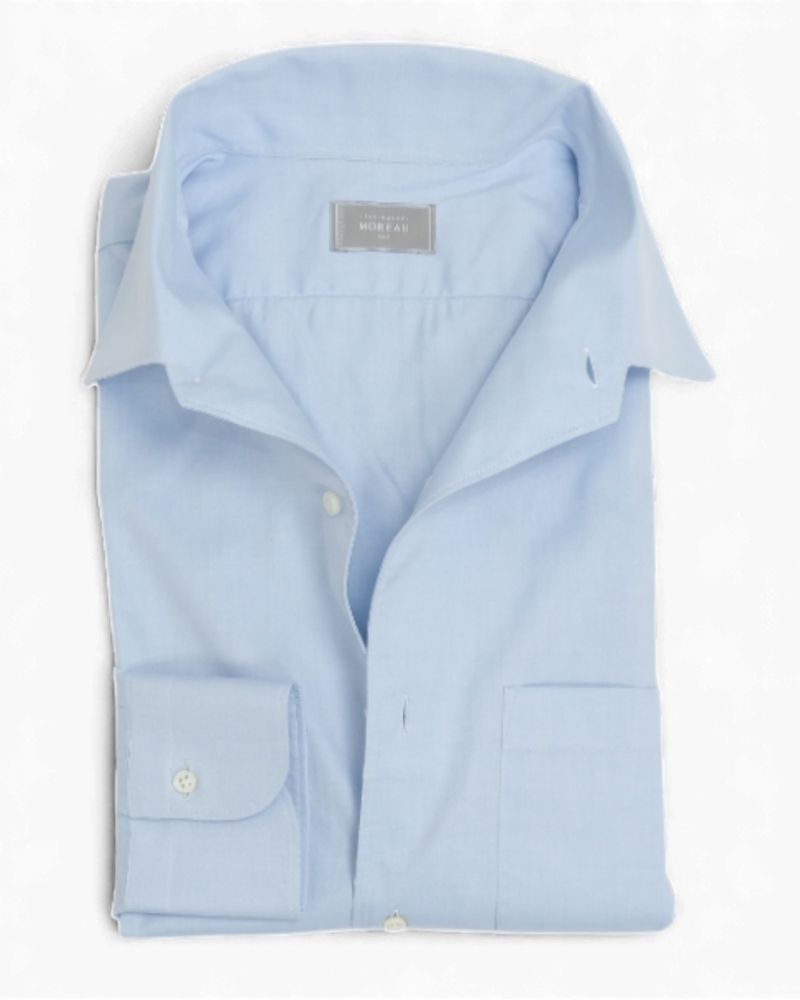 Light Blue One-piece Collar Poplin Shirt