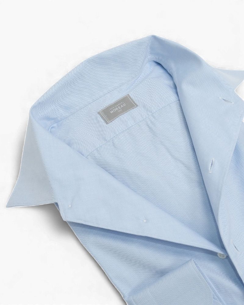 Light Blue One-piece Collar Poplin Shirt