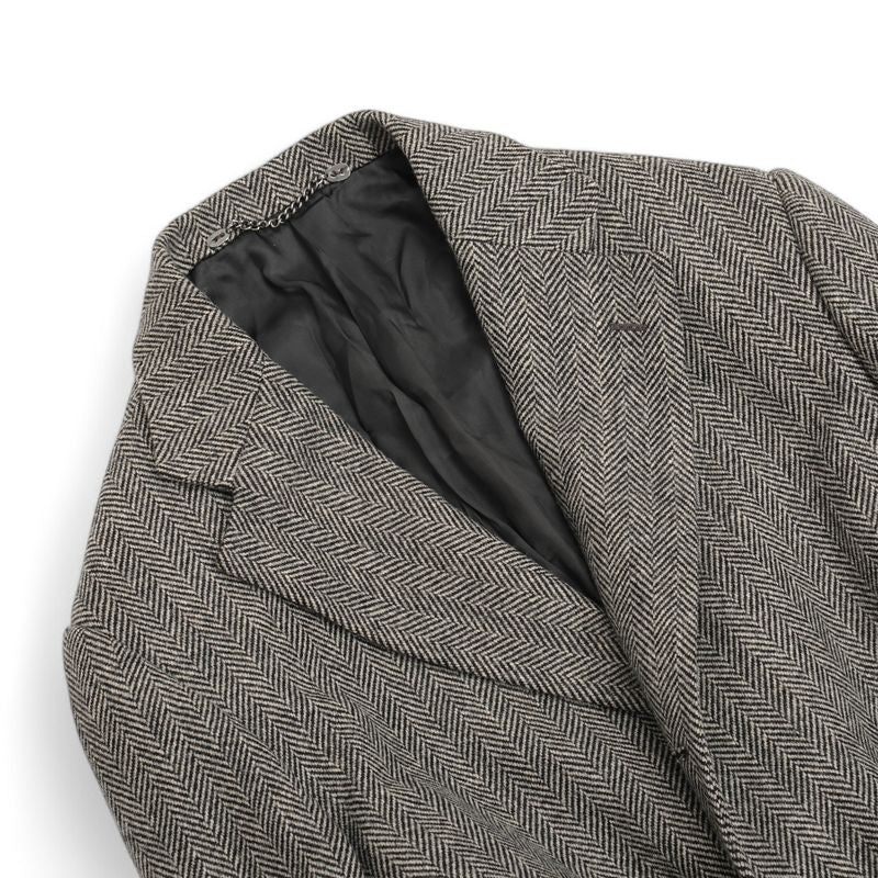 Grey Herringbone Wool & Cashmere Coat