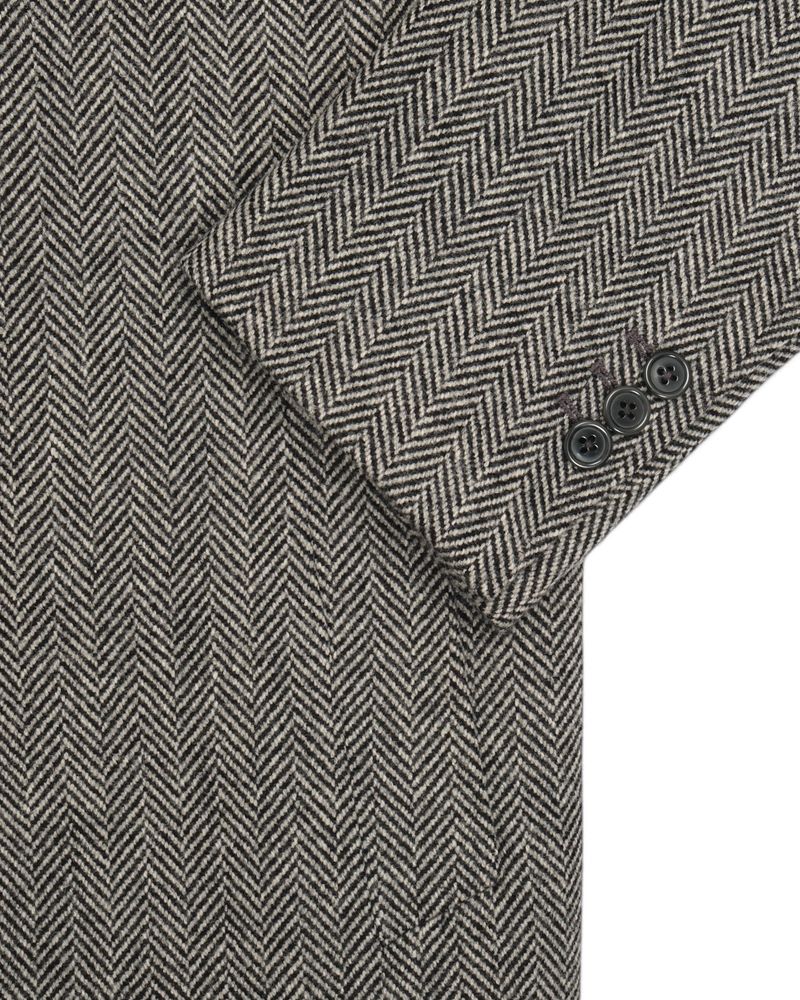 Grey Herringbone Wool & Cashmere Coat