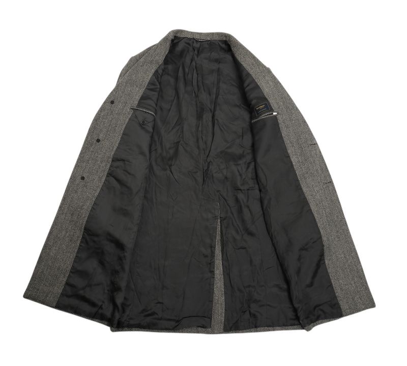 Grey Herringbone Wool & Cashmere Coat