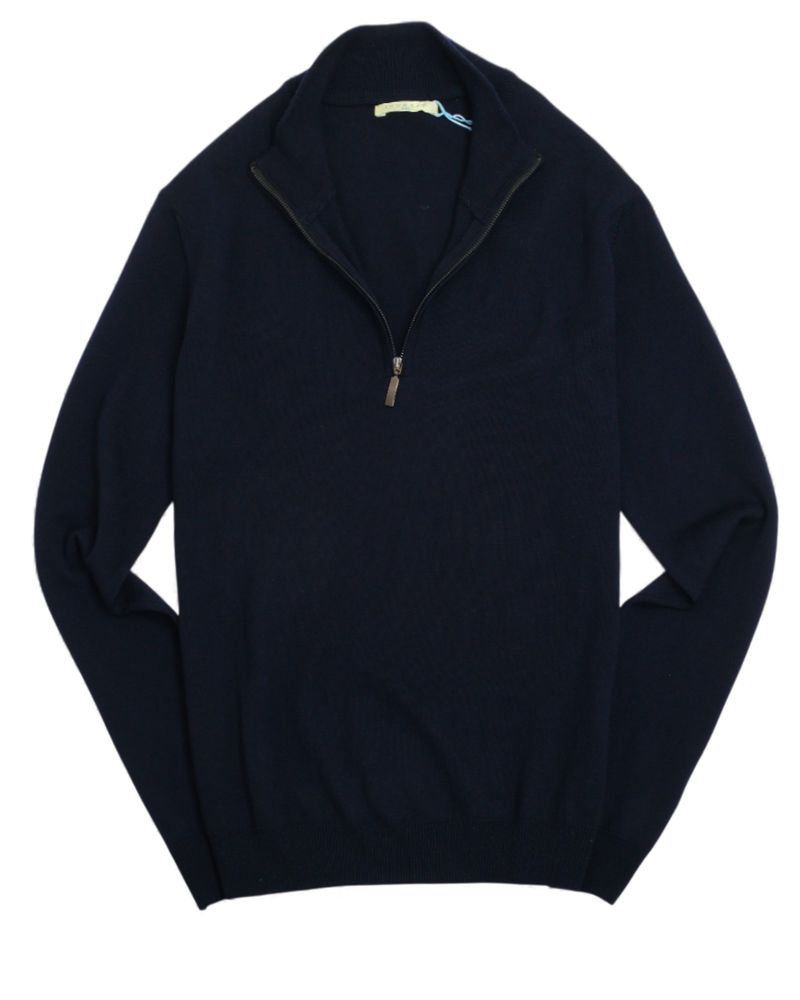 Navy Extrafine Merino Half Zip