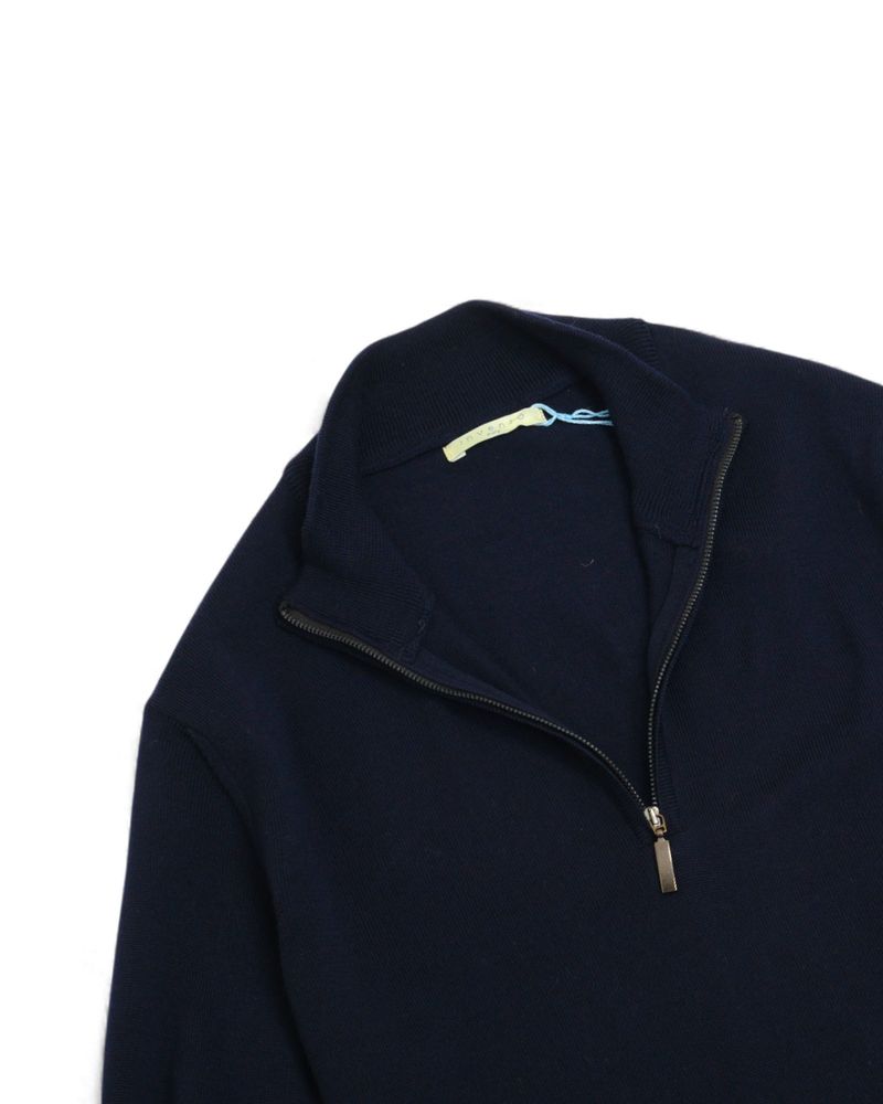 Navy Extrafine Merino Half Zip