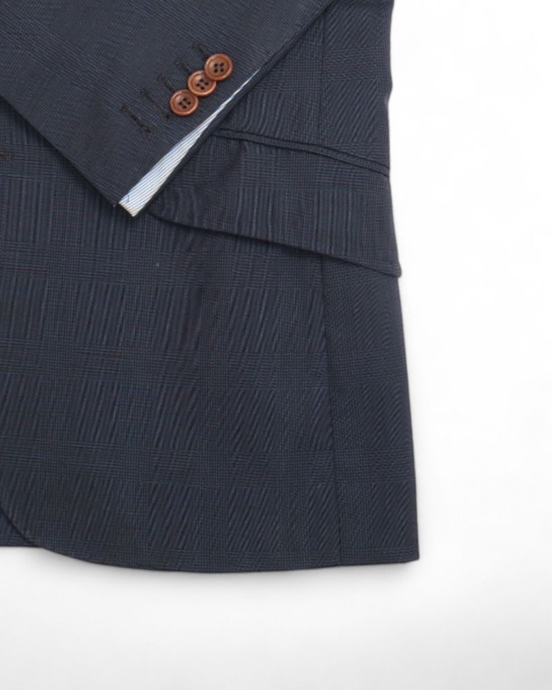 Navy Unlined Glen Check Suit