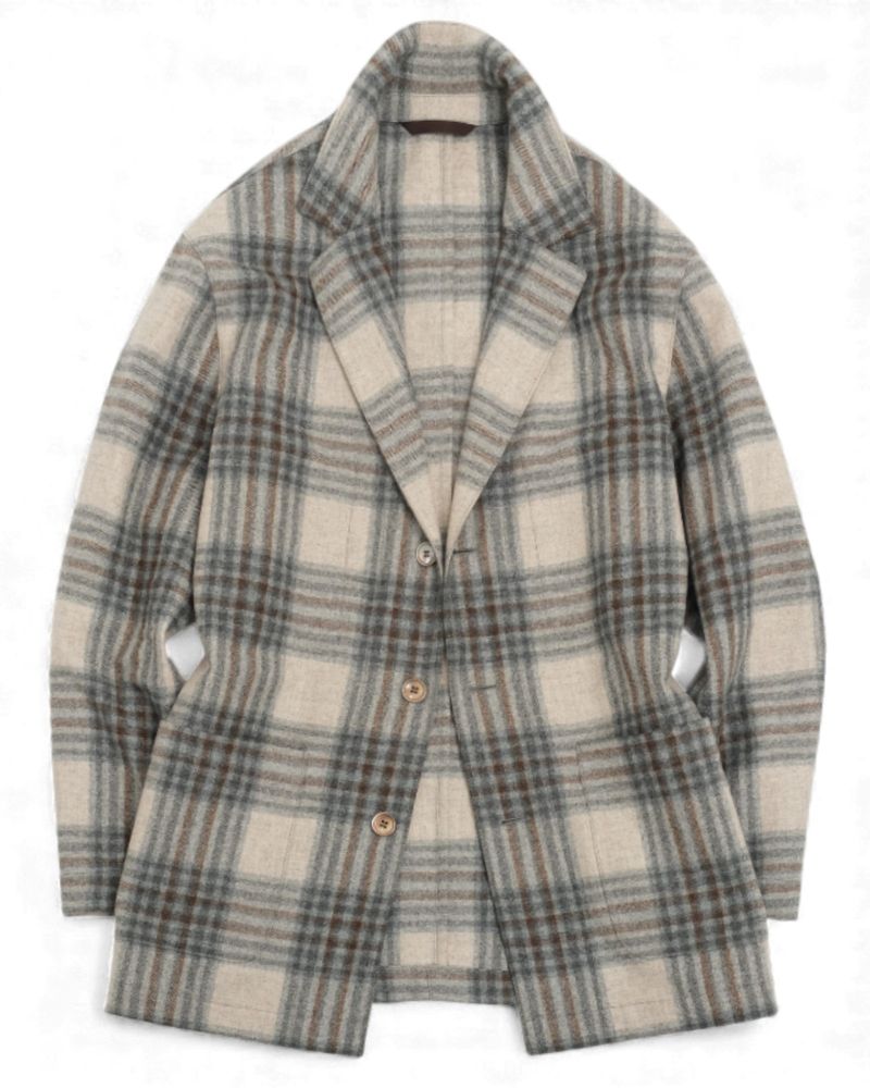 Beige Checked Flannel Hector Shirt Jacket