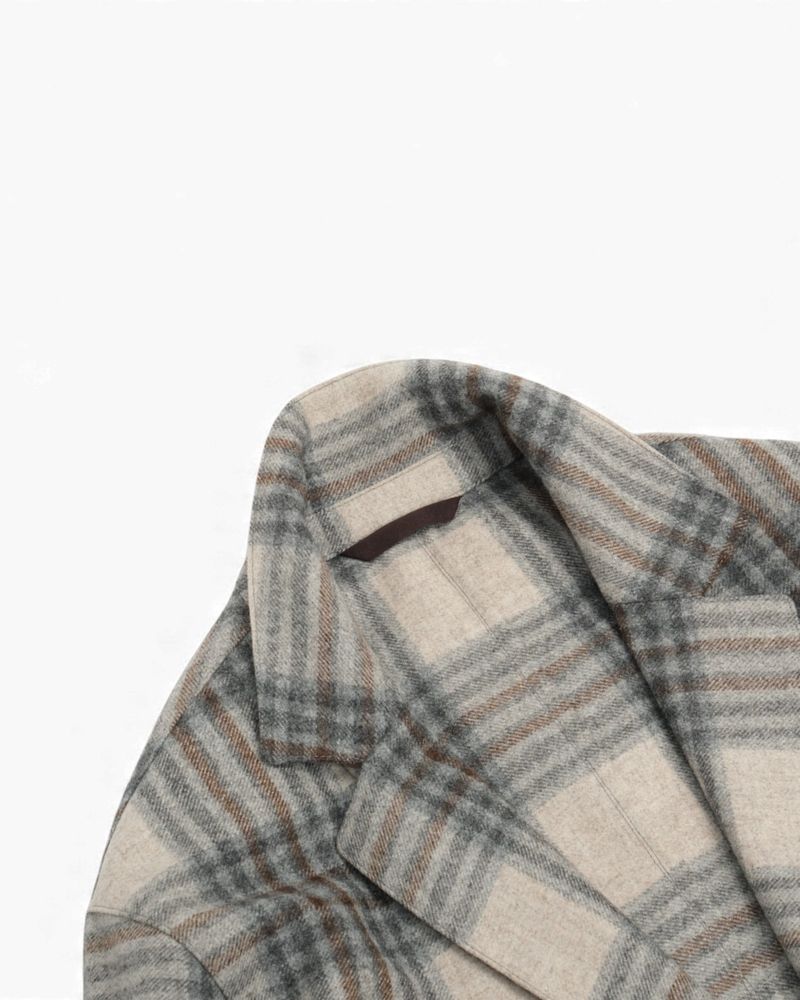 Beige Checked Flannel Hector Shirt Jacket