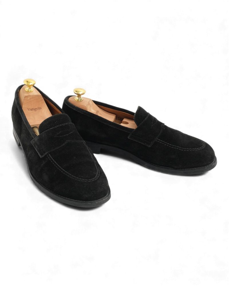 Black Suede Penny Loafers
