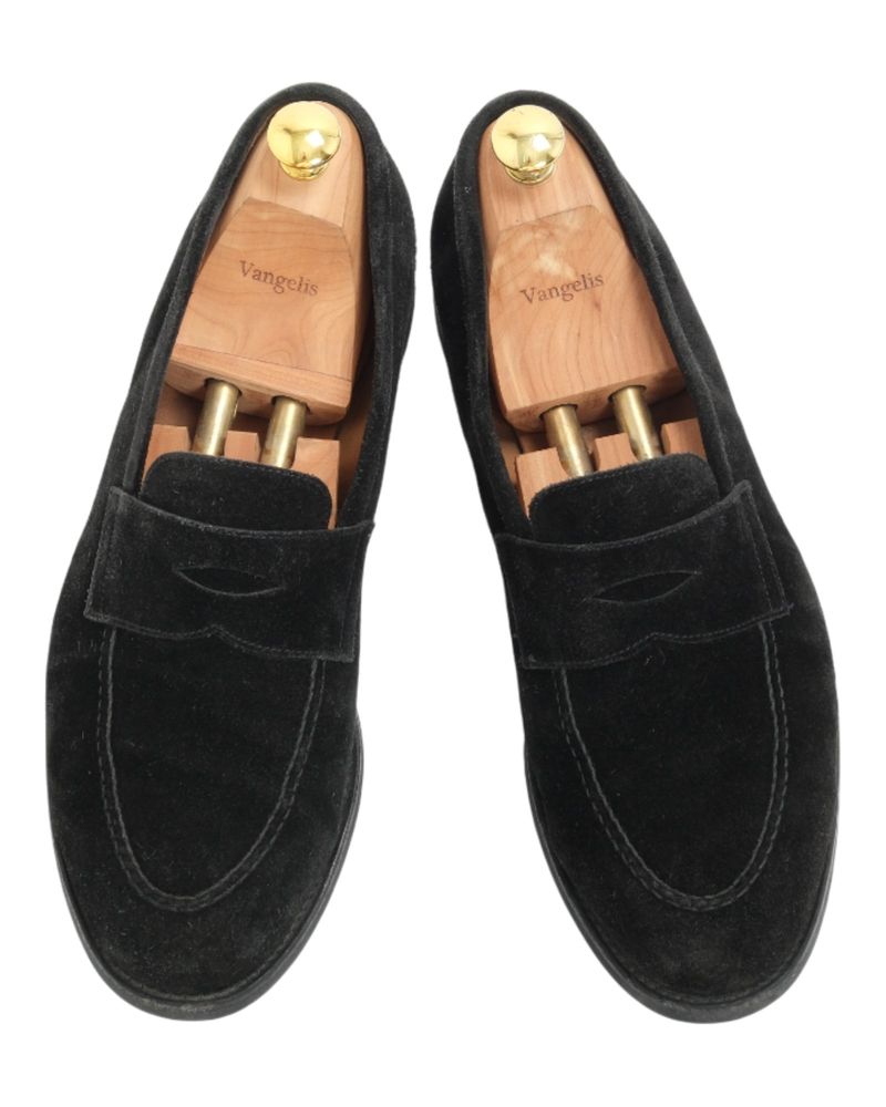 Black Suede Penny Loafers