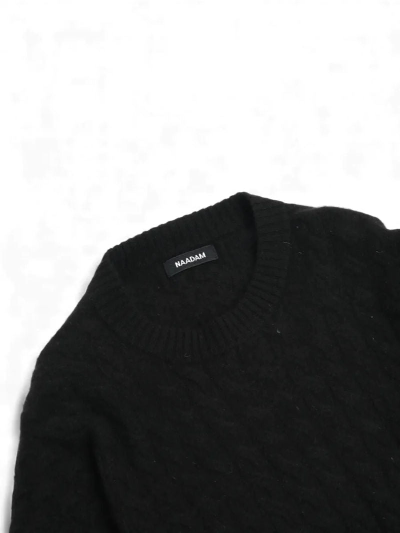 Black Cable Knitted Cashmere Sweater
