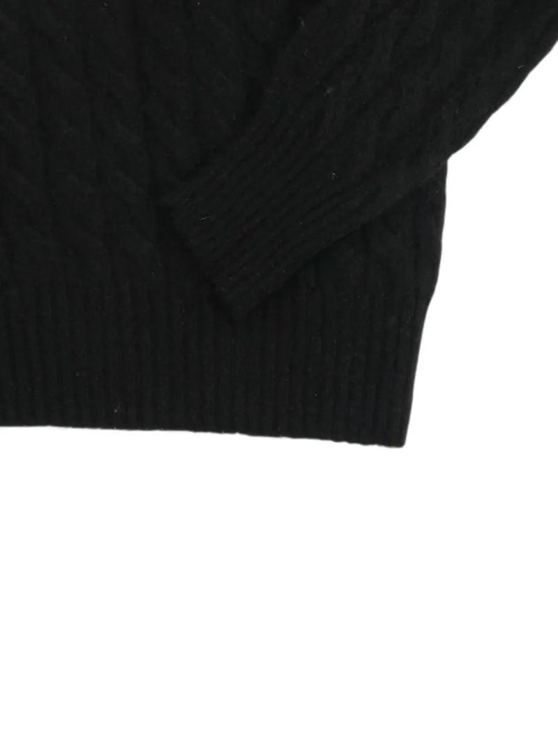 Black Cable Knitted Cashmere Sweater