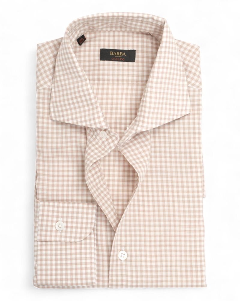 Beige/Brown Checked Twill Shirt