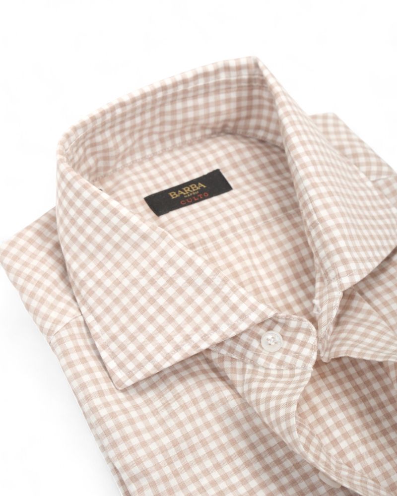Beige/Brown Checked Twill Shirt