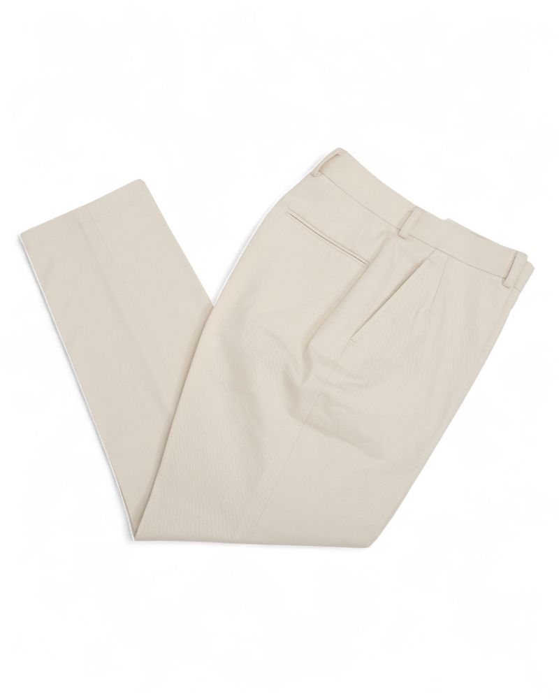Ecru Broken Twill High-Rise Trousers