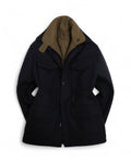 Navy Felted Jersey Wool Blend Field Jacket