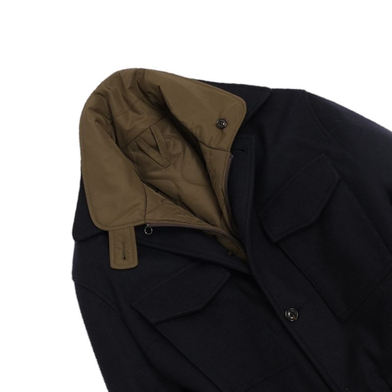 Navy Felted Jersey Wool Blend Field Jacket