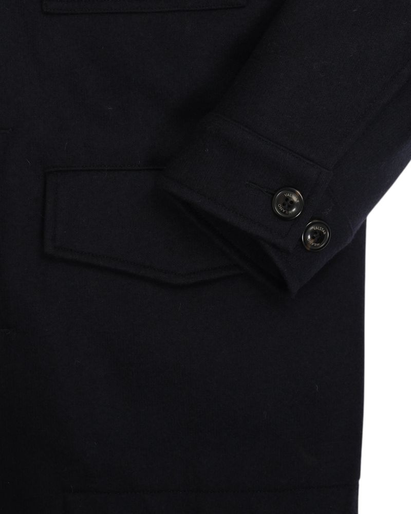 Navy Felted Jersey Wool Blend Field Jacket
