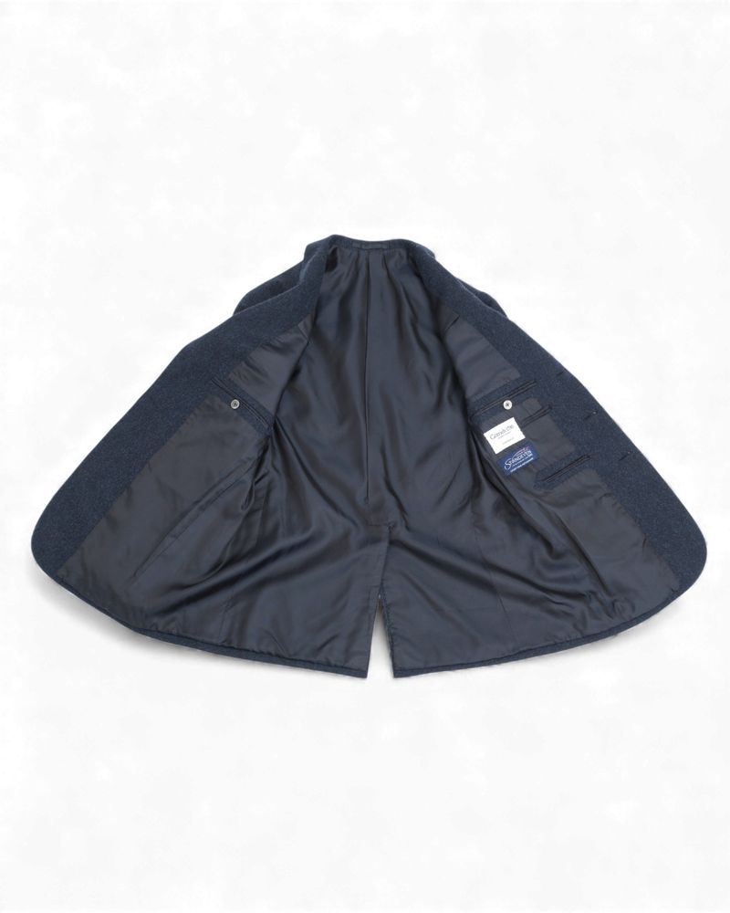 Navy Wool & Cashmere Flannel Sports Jacket