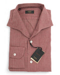 Pale Red One-piece Collar Worsted Herringbone Shirt