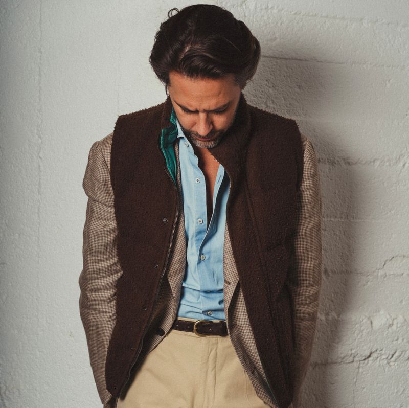 Brown Down Casentino Wool Vest
