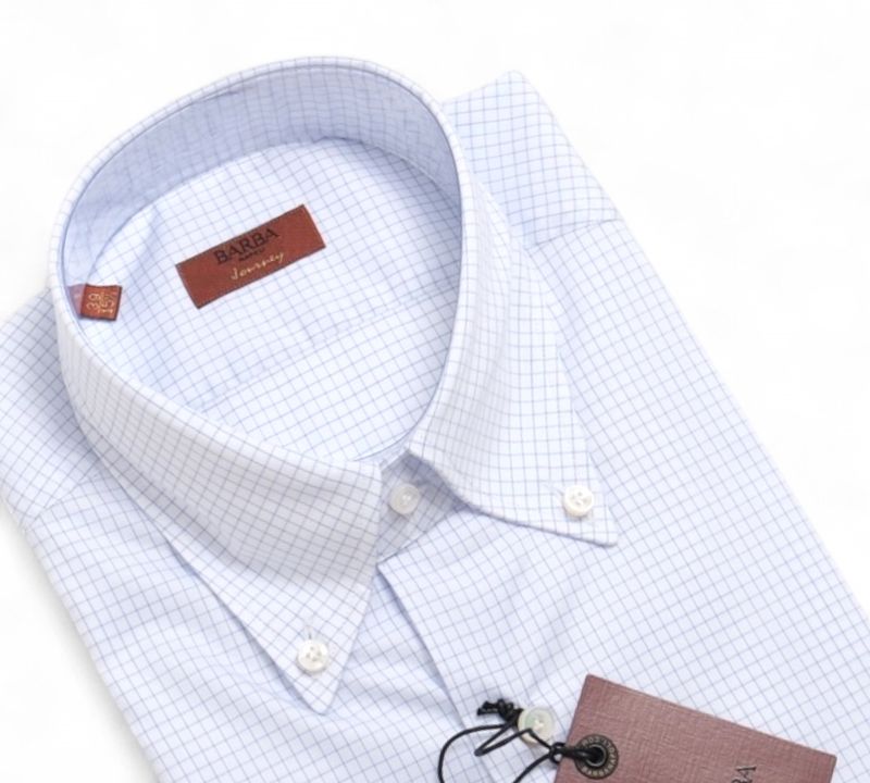 White/Blue Checked BD. Twill Shirt