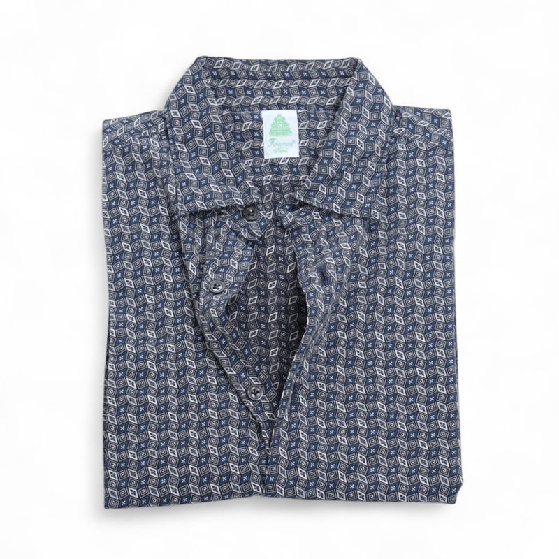 Navy/White Pattern Poplin Shirt