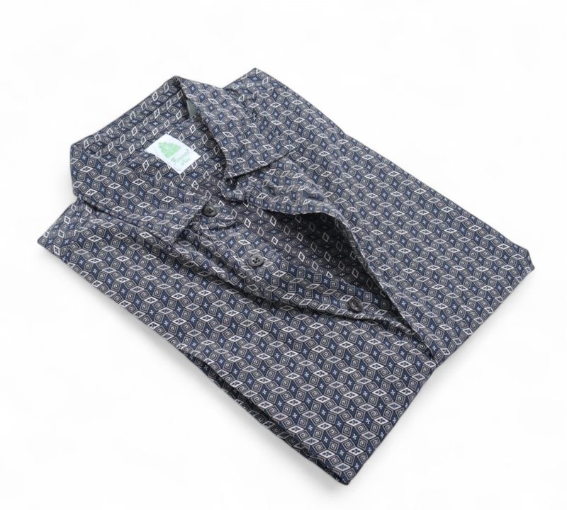 Navy/White Pattern Poplin Shirt
