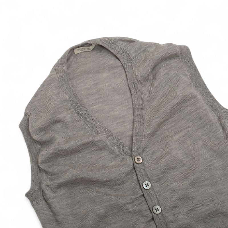Light Grey Merino Wool Sleeveless Cardigan