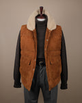 Sandal Goat Suede Shearling Puffer Gilet