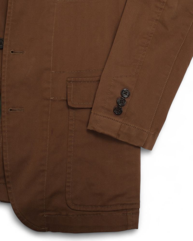 Saddle Brown Cotton Twill Sports Jacket