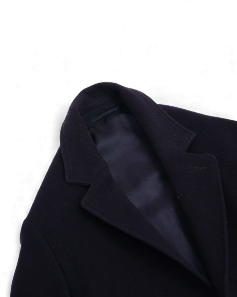 Navy Wool/Cashmere Blend Coat