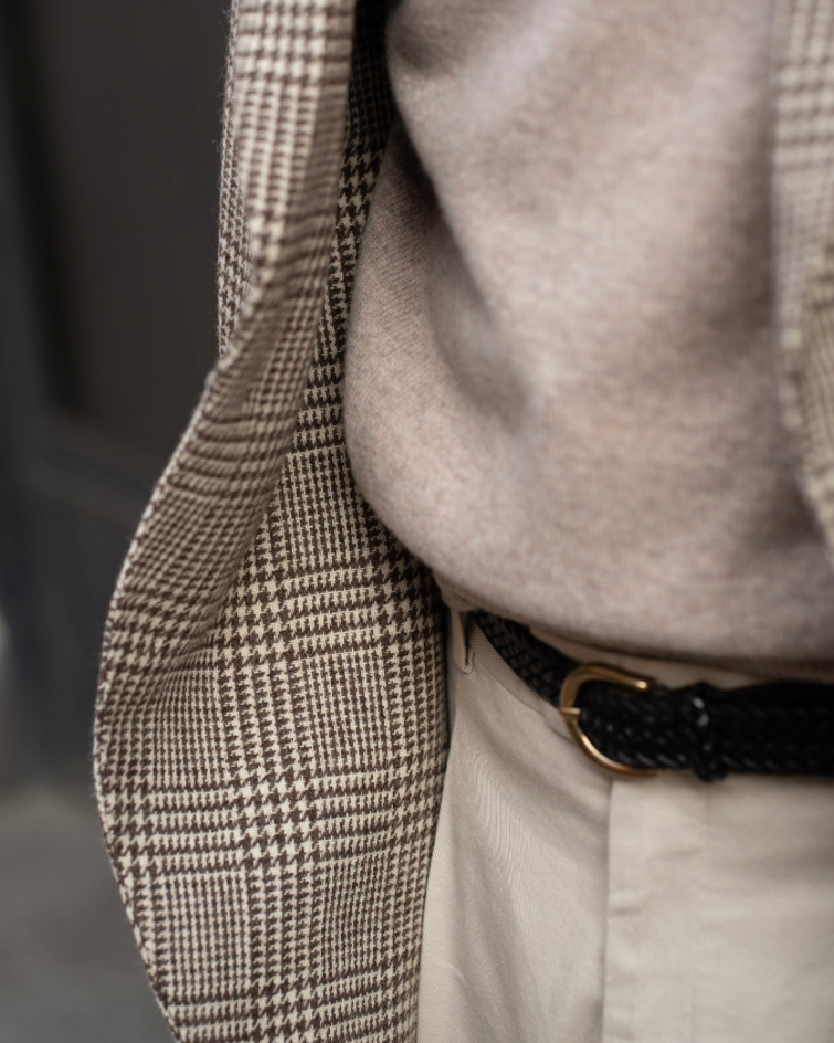 Brown/Beige Glen Check Wool Tweed Sports Jacket
