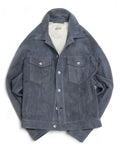 Slate Blue Suede Trucker Jacket by Valstar
