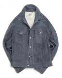 Slate Blue Suede Trucker Jacket by Valstar