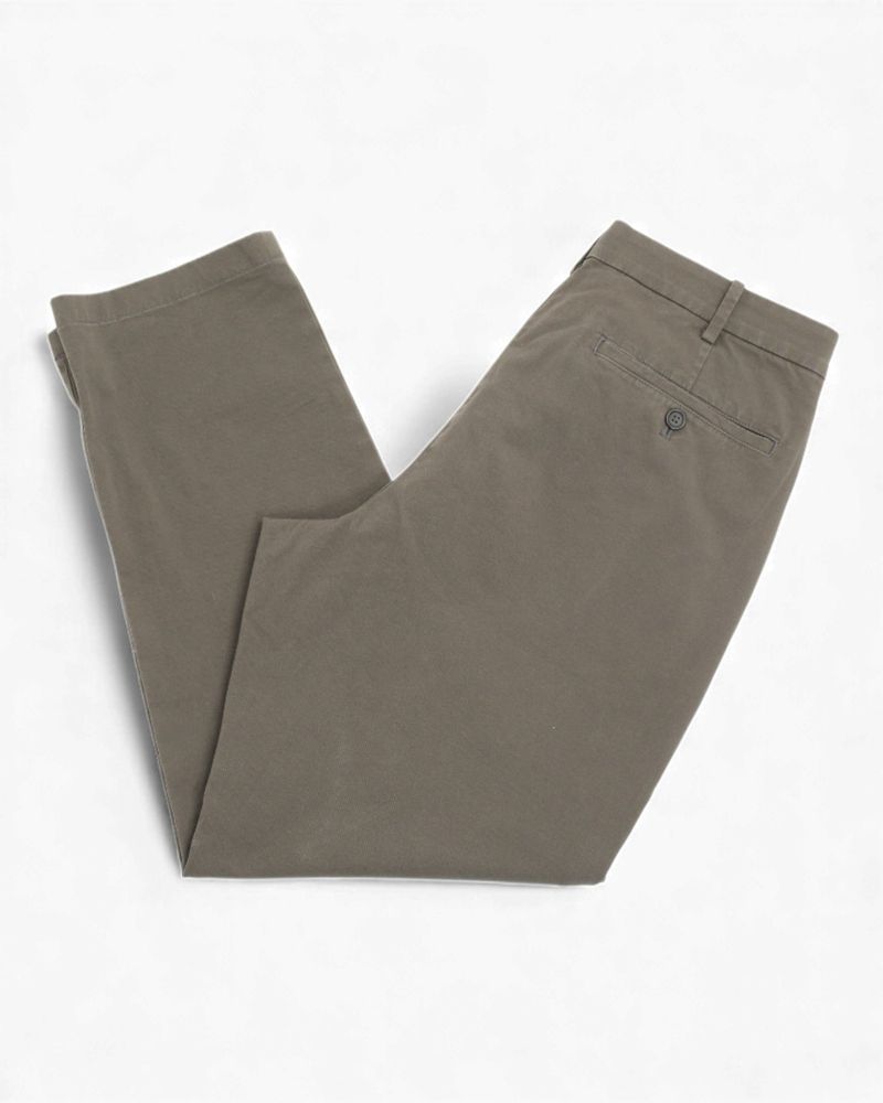 Dark Olive Twill High-Rise Trousers