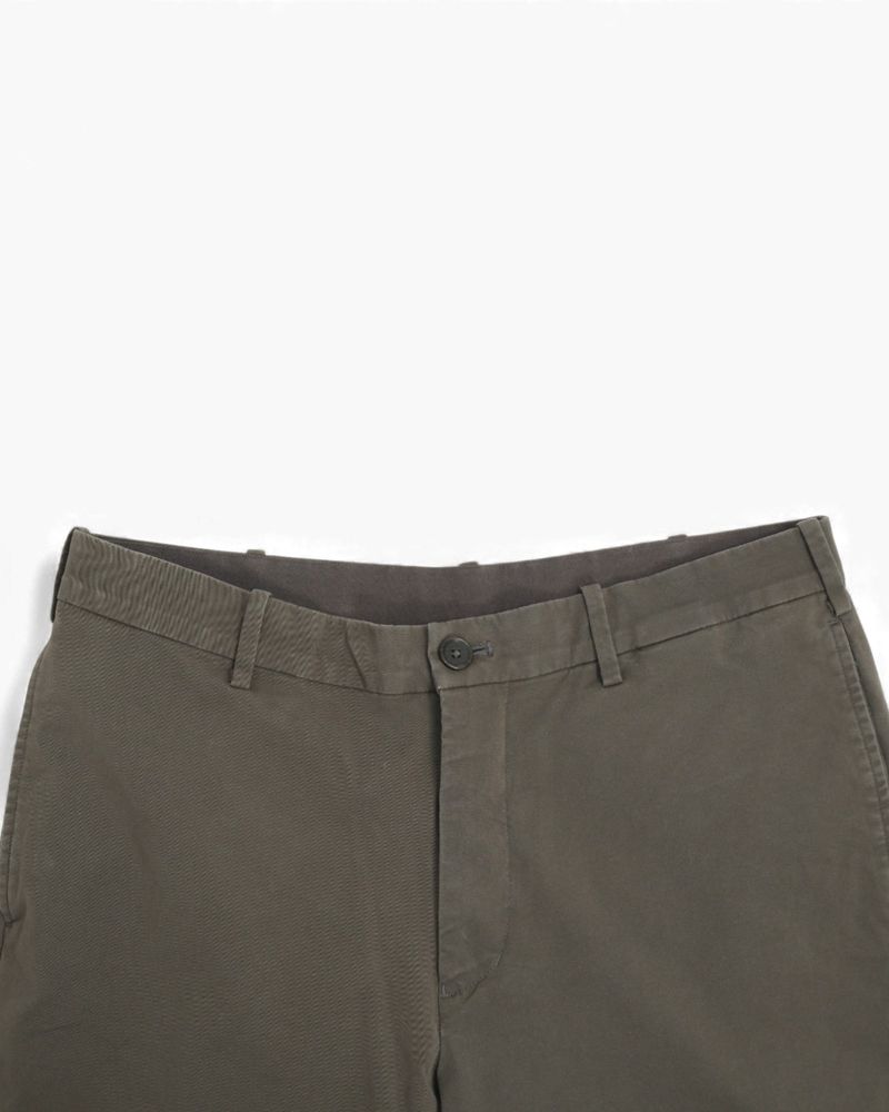 Dark Olive Twill High-Rise Trousers