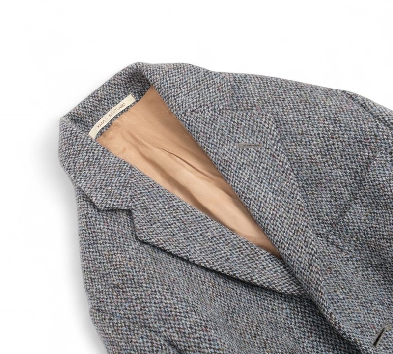 Grey Donegal Plaid Twill Tweed Sports Jacket
