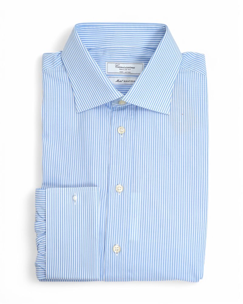 Light Blue Bengal Stripe Double Cuff Shirt