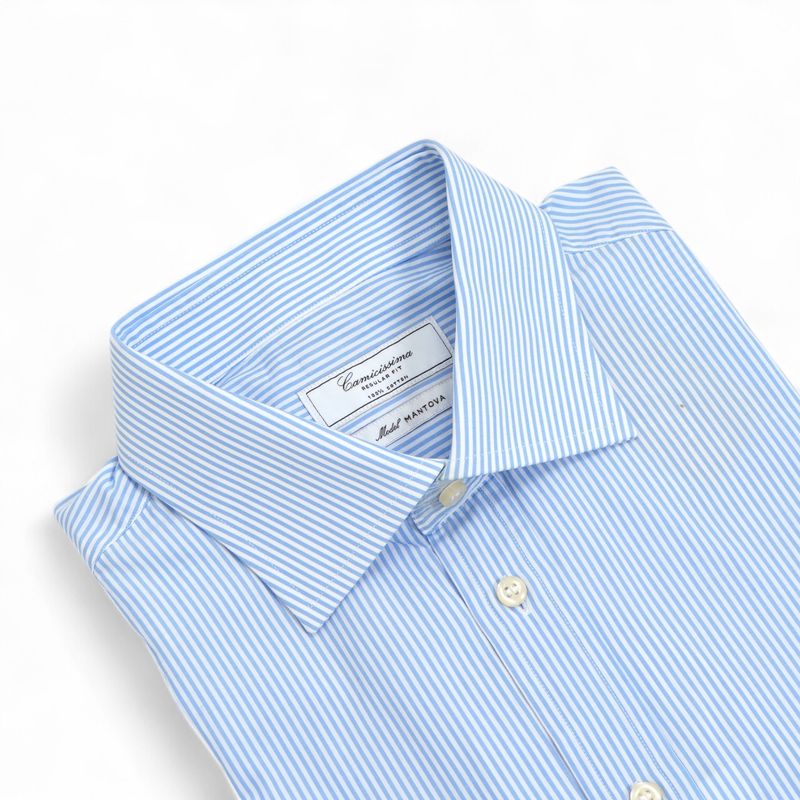 Light Blue Bengal Stripe Double Cuff Shirt