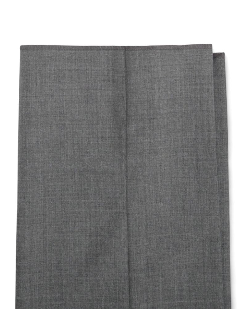 Mid Grey Unhemmed Wool Trousers