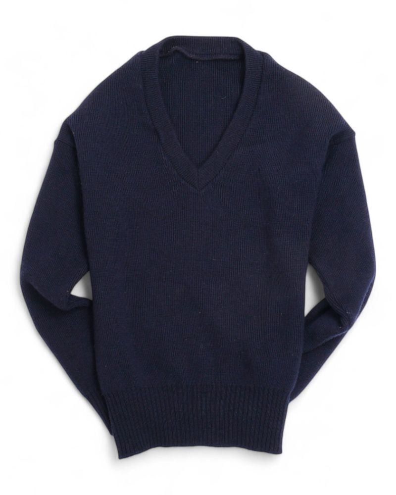 Navy Deep V-Neck Jumper
