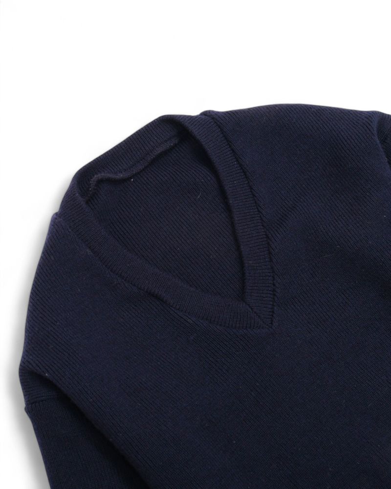 Navy Deep V-Neck Jumper