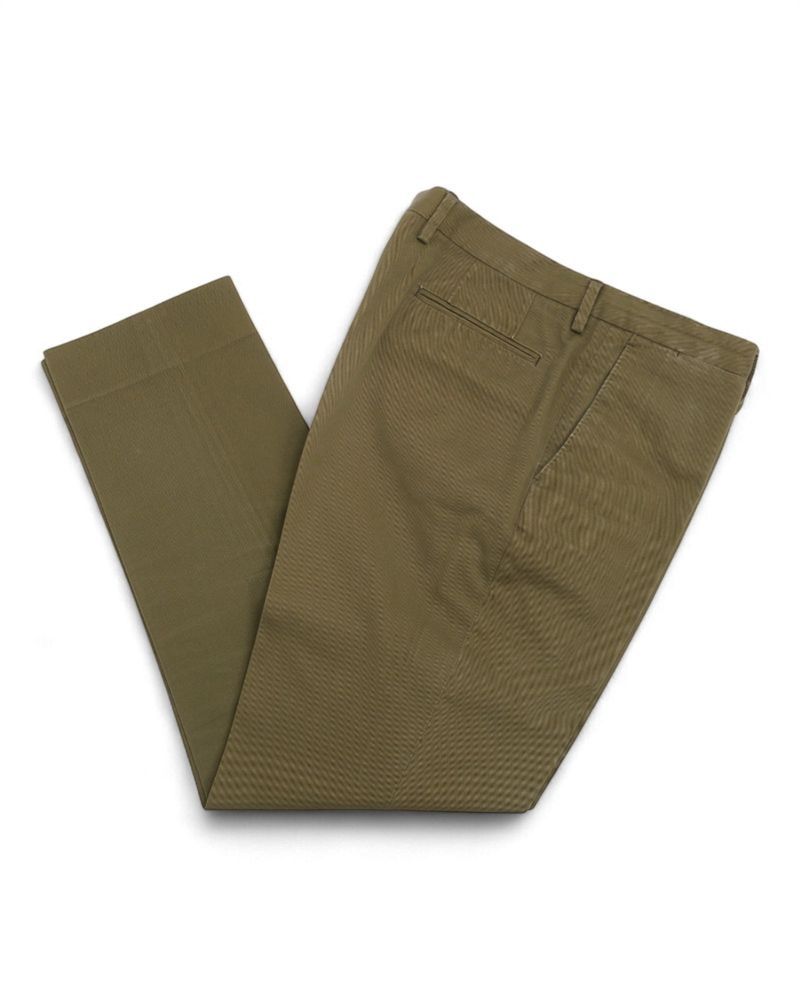 Olive Cotton Twill Trousers
