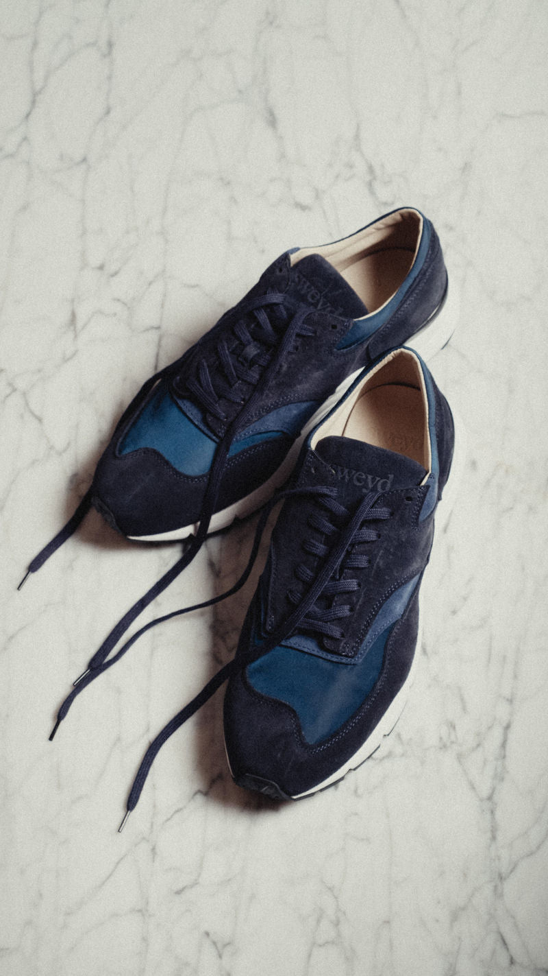 Navy Suede Way Running Sneakers