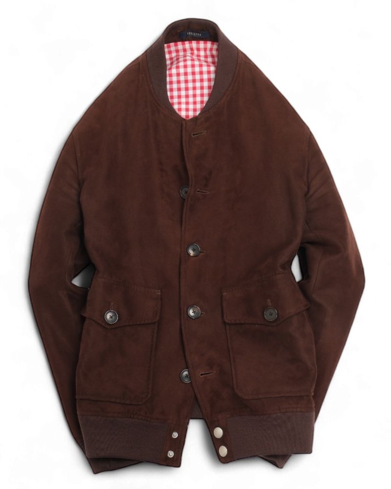 Chocolaate Brown Faux Suede Bomber